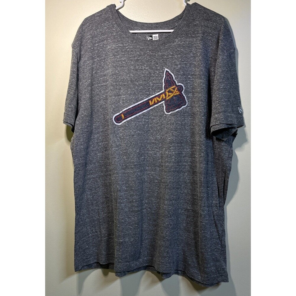 Atlanta Braves Tomahaw Chop TShirt Unisex 2XL Crew Neck Gray Short Sleeves